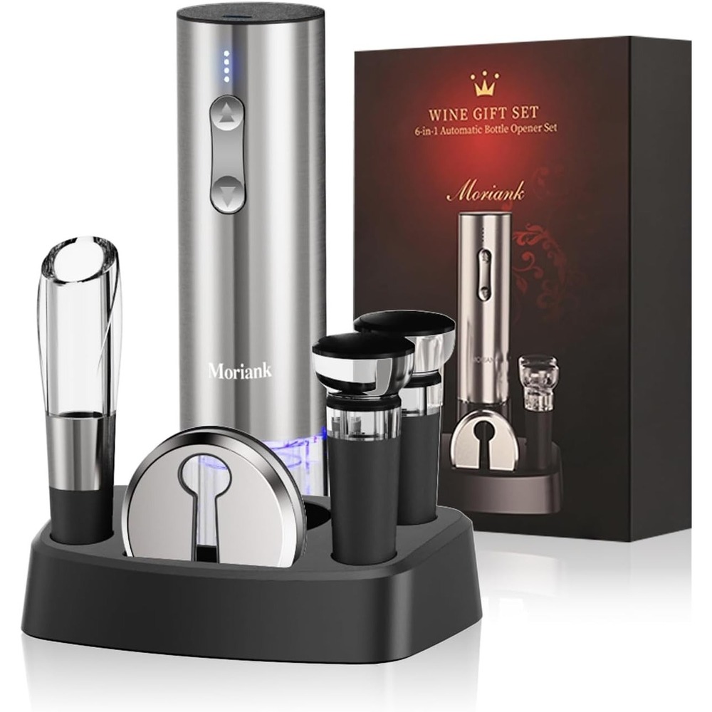 Electric Wine Opener Set 6 In 1 - Rechargeable Wine Bottle Opener Gift Set